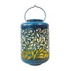 Snow Joe Bliss Outdoors Solar LED Lantern w Olive Leaf Design  Hand Painted Finish BSL-307-BL